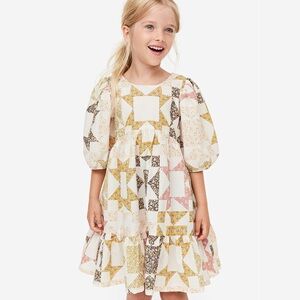 H&M patchwork printed floral kid’s dress puff sleeve